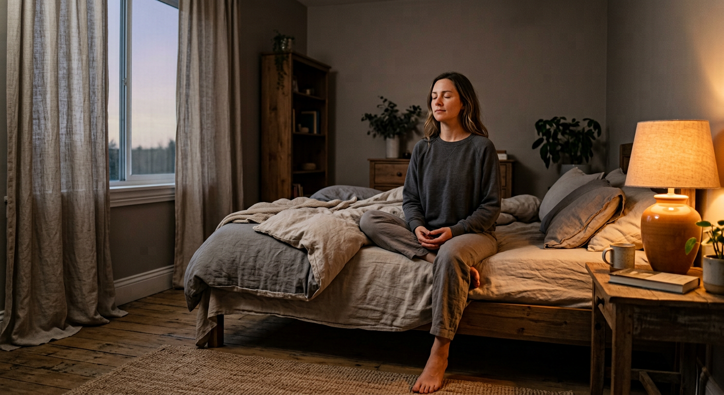 Quiet mindfulness practice at the edge of sleep.